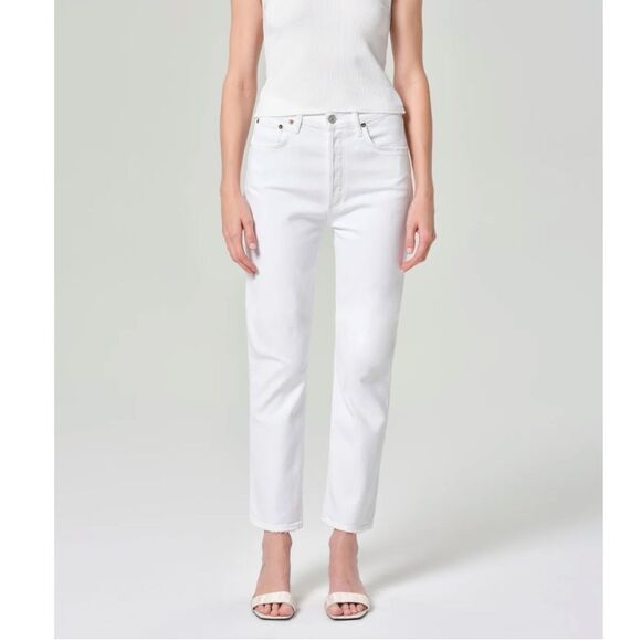 AGOLDE Riley High Rise Straight Crop Jean in Sour Cream White Size 26 - Picture 1 of 13